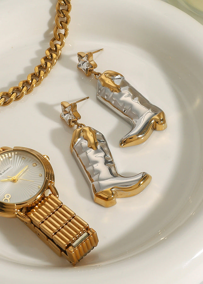 Jieding European and American titanium steel stud earrings high-end light luxury earrings personality earrings cross-border stainless steel jewelry earrings