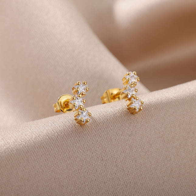 SOUVOIR 14K Gold Plated, Zirconia Earrings Pindrop Earrings | Gold Small Stone Zirconia Stud Earrings