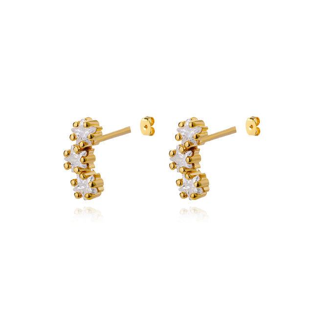 SOUVOIR 14K Gold Plated, Zirconia Earrings Pindrop Earrings | Gold Small Stone Zirconia Stud Earrings