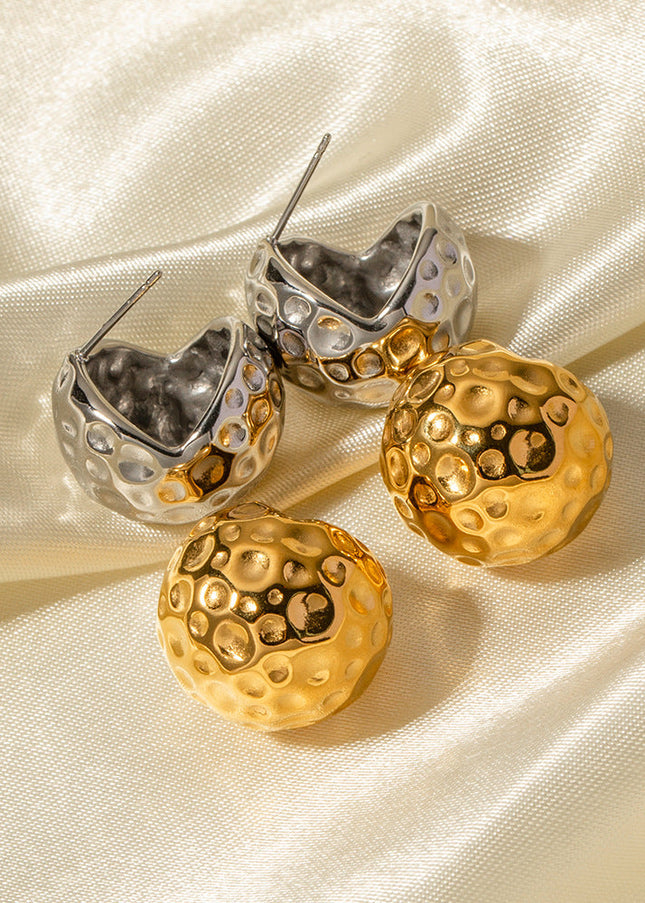 INS French new titanium steel earrings big brand same spherical hammer pattern zirconium gold earring earrings jewelry women
