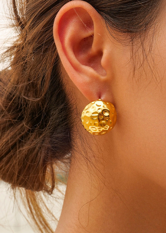 INS French new titanium steel earrings big brand same spherical hammer pattern zirconium gold earring earrings jewelry women