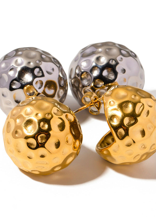 INS French new titanium steel earrings big brand same spherical hammer pattern zirconium gold earring earrings jewelry women