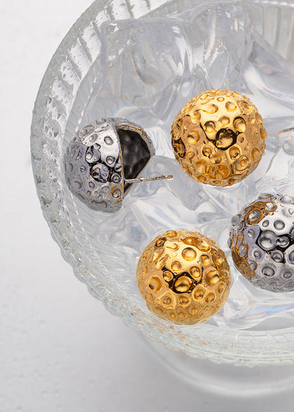 INS French new titanium steel earrings big brand same spherical hammer pattern zirconium gold earring earrings jewelry women