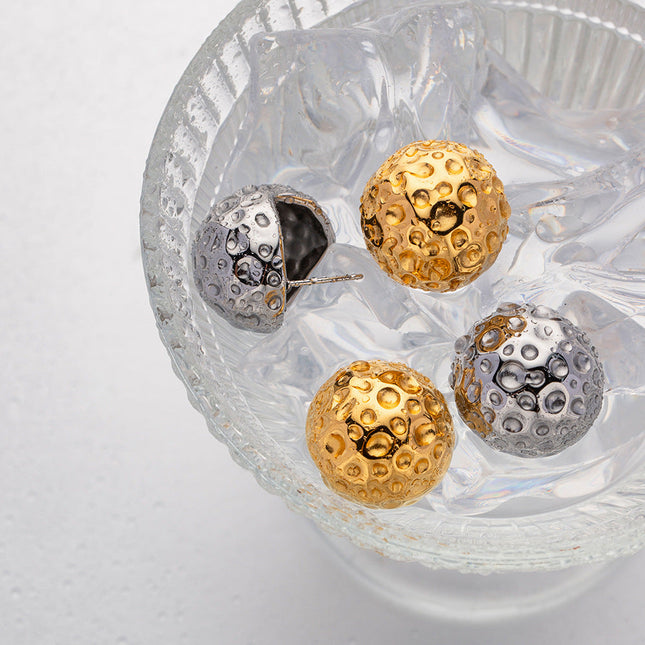 INS French new titanium steel earrings big brand same spherical hammer pattern zirconium gold earring earrings jewelry women