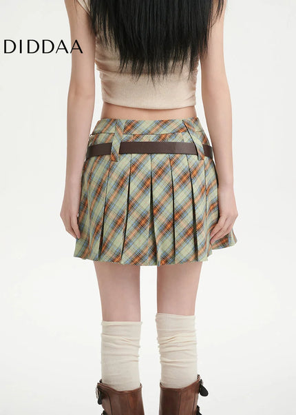 Plaid High-Waisted A-Line Pleated Skirt for Women - Skirts