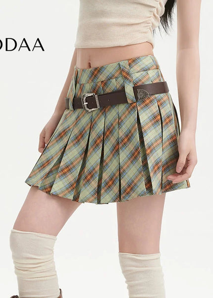 Plaid High-Waisted A-Line Pleated Skirt for Women - Skirts