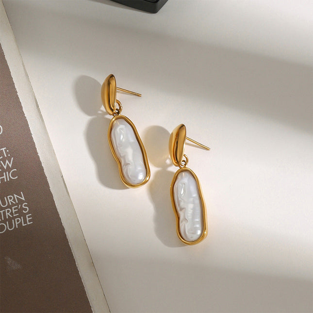 Jieding European and American titanium steel pearl stud earrings, light luxury, high-end earrings, cross-border stainless steel jewelry, earrings