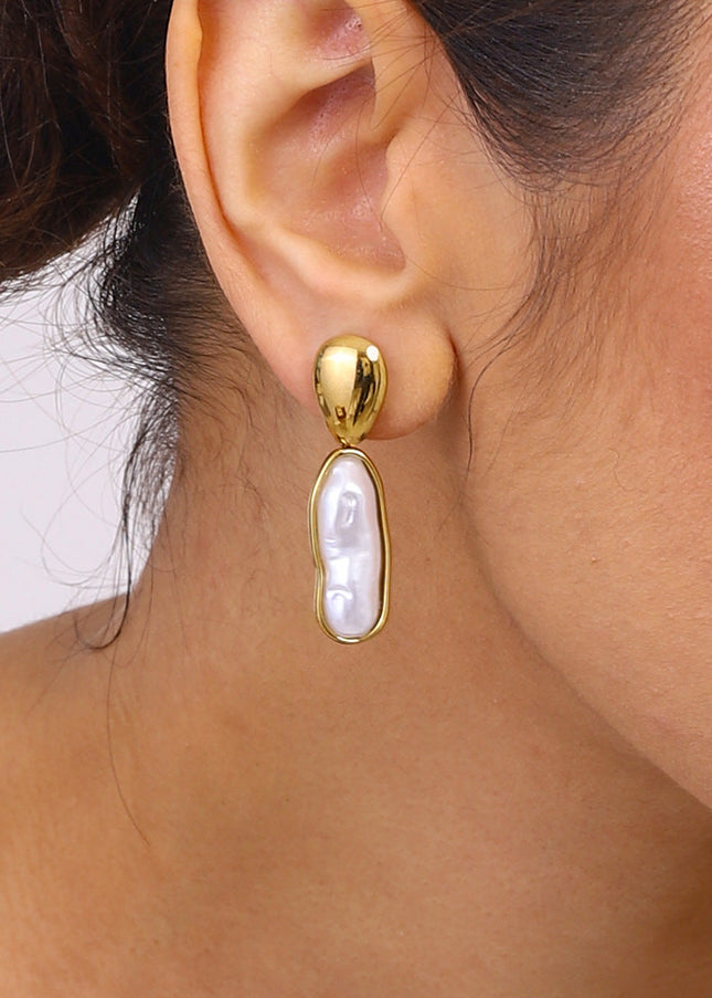 Jieding European and American titanium steel pearl stud earrings, light luxury, high-end earrings, cross-border stainless steel jewelry, earrings