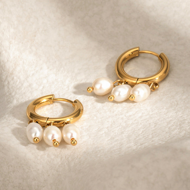 Jieding European and American stainless steel pearl earrings high-end ins European and American jewelry titanium steel stud earrings gold hoop earrings