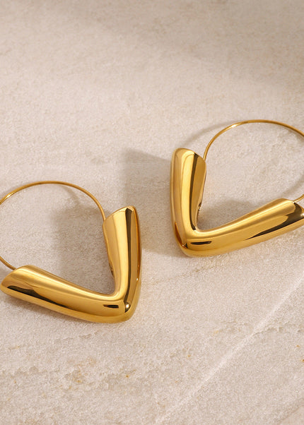 Jieding European and American stainless steel plated 18k gold geometric hollow earrings design sense niche earrings high-end jewelry women