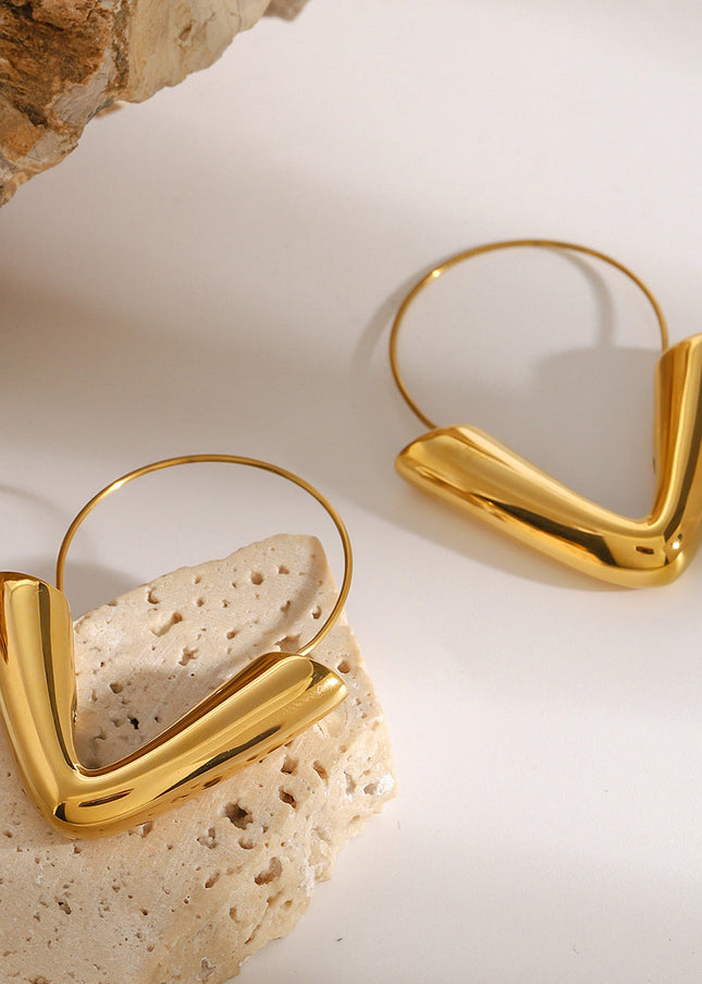 Jieding European and American stainless steel plated 18k gold geometric hollow earrings design sense niche earrings high-end jewelry women