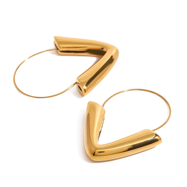 Jieding European and American stainless steel plated 18k gold geometric hollow earrings design sense niche earrings high-end jewelry women