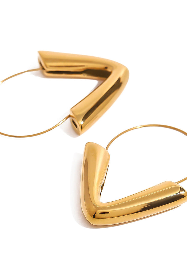 Jieding European and American stainless steel plated 18k gold geometric hollow earrings design sense niche earrings high-end jewelry women