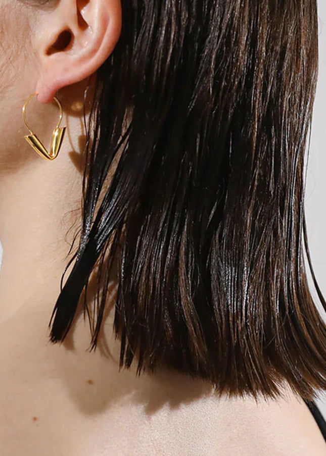 Jieding European and American stainless steel plated 18k gold geometric hollow earrings design sense niche earrings high-end jewelry women