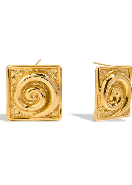 Jieding cross-border stainless steel stud earrings 18K gold niche design earrings, titanium steel spiral, light luxury high-end earrings