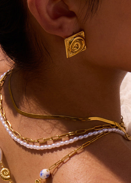 Jieding cross-border stainless steel stud earrings 18K gold niche design earrings, titanium steel spiral, light luxury high-end earrings