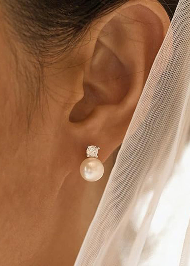 Jieding European and American stainless steel pearl stud earrings premium sense ins stud earrings 18k gold non-fading titanium steel earrings cross-border