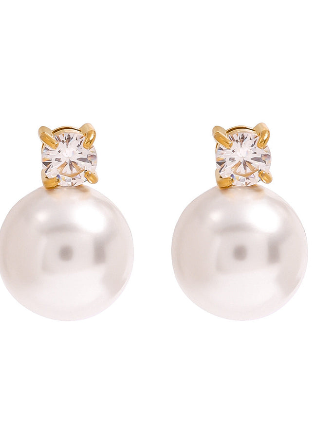 Jieding European and American stainless steel pearl stud earrings premium sense ins stud earrings 18k gold non-fading titanium steel earrings cross-border
