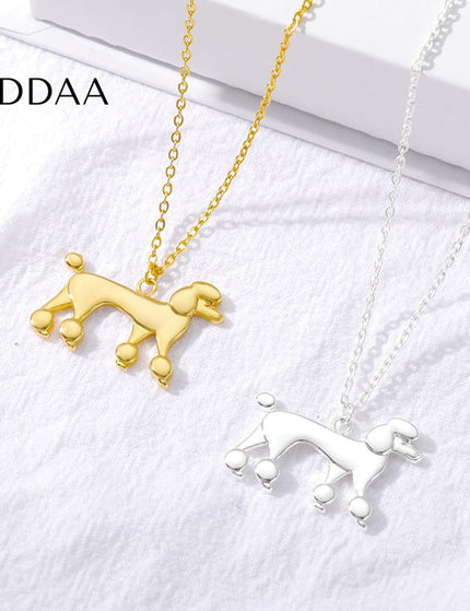 Poodle Pendant Necklace | Gold Dog Animal Chain - Silver - Necklaces
