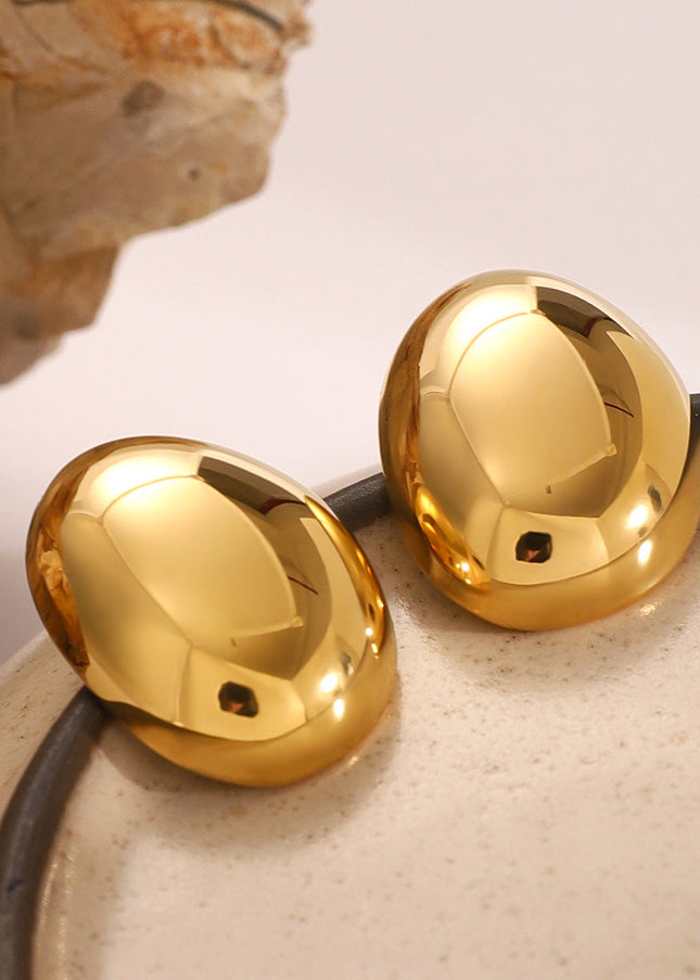 Jieding European and American stainless steel circle stud earrings luxury ins earrings 18k gold-plated titanium steel earrings cross-border jewelry