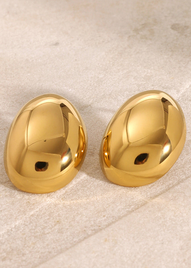 Jieding European and American stainless steel circle stud earrings luxury ins earrings 18k gold-plated titanium steel earrings cross-border jewelry