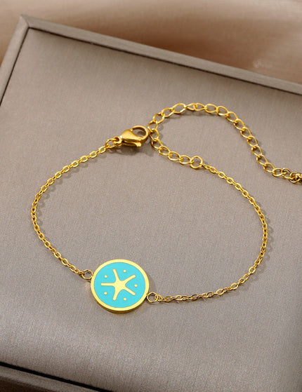 Presente Bracelet | Gold Blue Yellow Starfish Bracelet - Gold - Bracelets