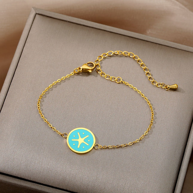 Presente Bracelet | Gold Blue Yellow Starfish Bracelet - Gold - Bracelets