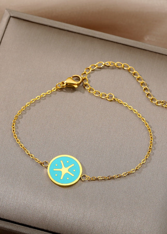 Presente Bracelet | Gold Blue Yellow Starfish Bracelet - Gold - Bracelets