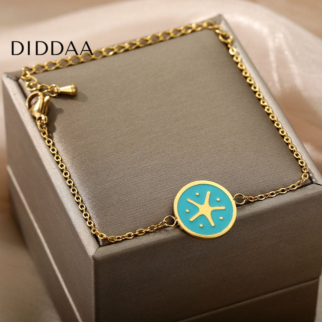 Presente Bracelet | Gold Blue Yellow Starfish Bracelet - Bracelets