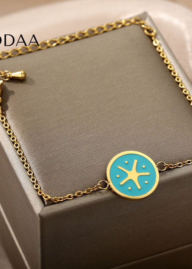 Presente Bracelet | Gold Blue Yellow Starfish Bracelet - Bracelets