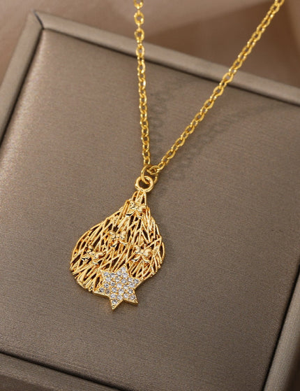 Pristin Pendant Necklace | Gold Zirconia Star Chain - Gold - Necklaces