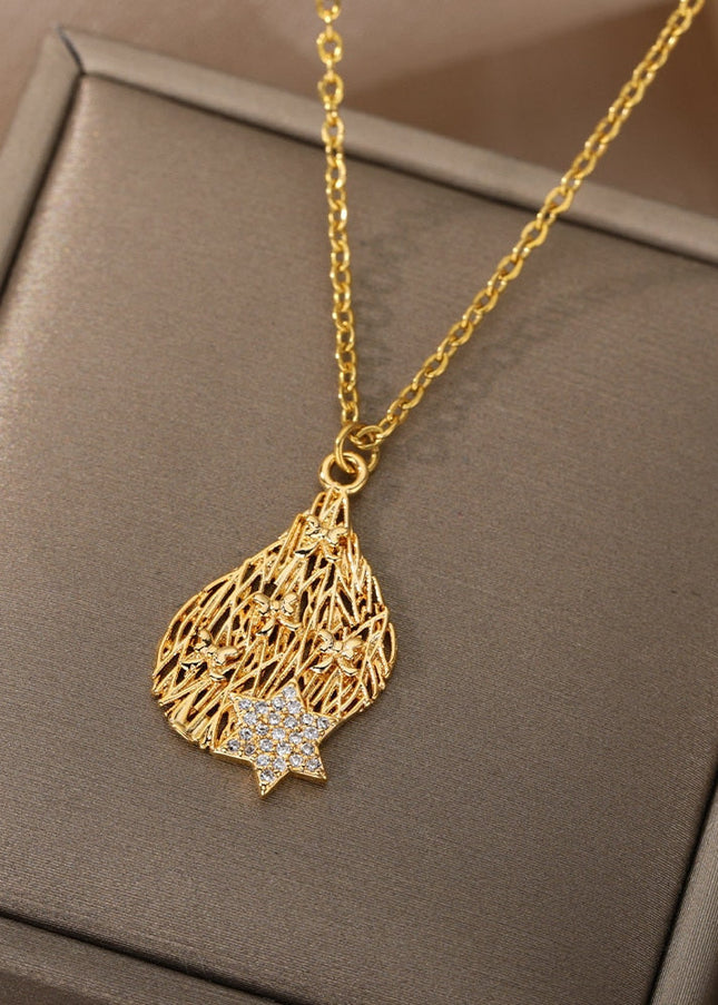 Pristin Pendant Necklace | Gold Zirconia Star Chain - Gold - Necklaces
