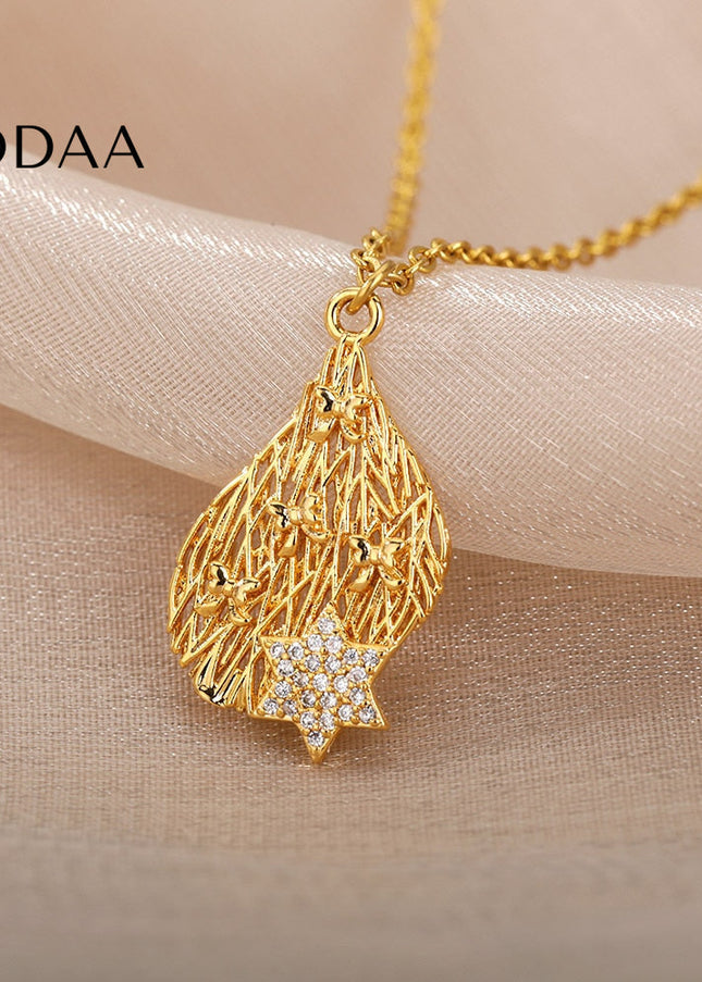 Pristin Pendant Necklace | Gold Zirconia Star Chain - Necklaces