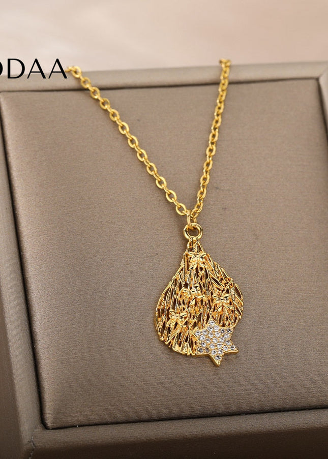 Pristin Pendant Necklace | Gold Zirconia Star Chain - Necklaces