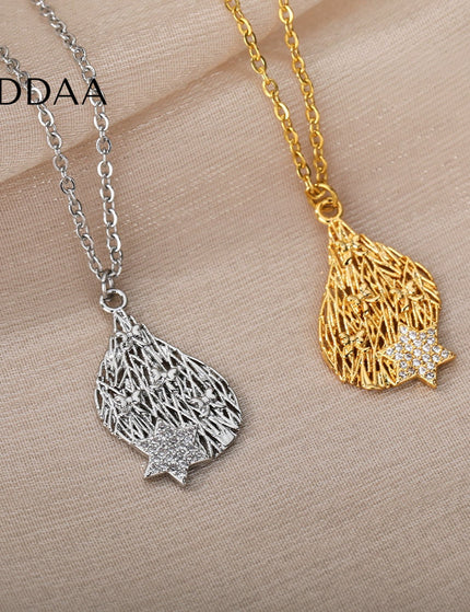 Pristin Pendant Necklace | Gold Zirconia Star Chain - Silver - Necklaces