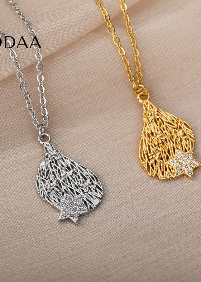 Pristin Pendant Necklace | Gold Zirconia Star Chain - Silver - Necklaces