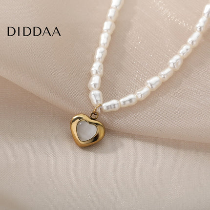 Pristine Pendant Necklace | Gold Pearl Cute Love Heart Chain - Gold - Necklaces