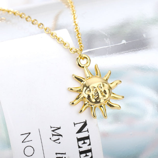 Boho Pendant Necklace | Gold Sun Chain - Gold - Necklaces