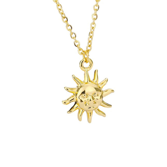 Boho Pendant Necklace | Gold Sun Chain