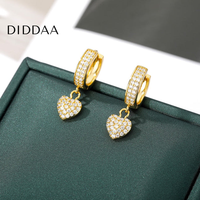 Tanya Earrings | Gold Zirconia Small Heart Hoop Earrings - Earrings