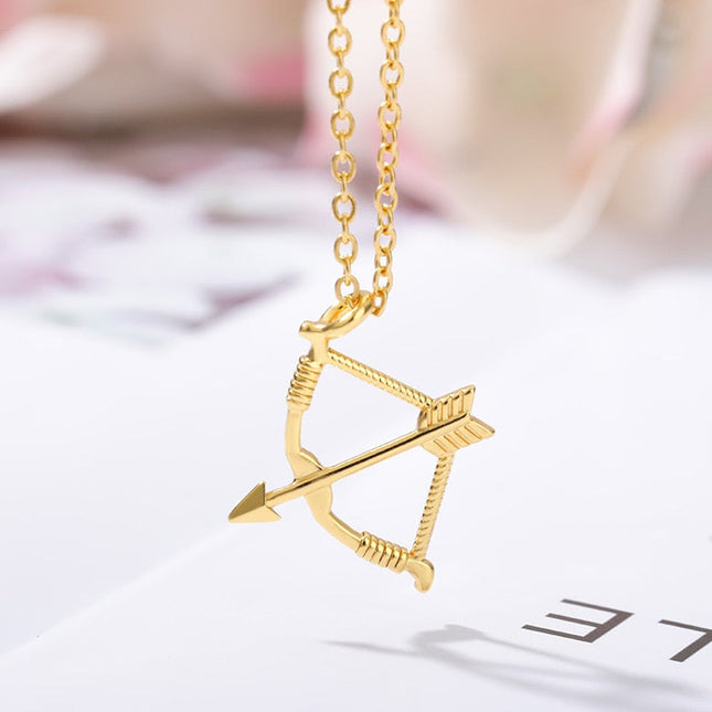 Archer Pendant Necklace | Gold Silver Cross Bow Archer - Gold - Necklaces