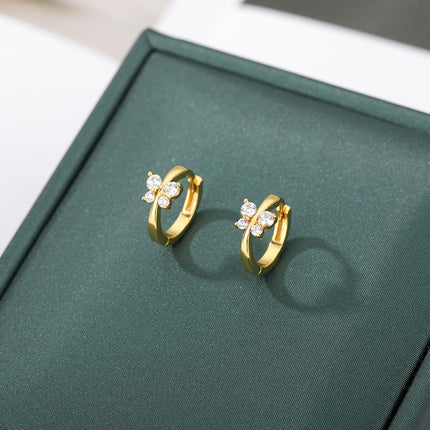 Wilson Earrings | Gold Butterfly Zirconia Hoop Earrings - Gold - Earrings
