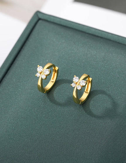 Wilson Earrings | Gold Butterfly Zirconia Hoop Earrings - Gold - Earrings