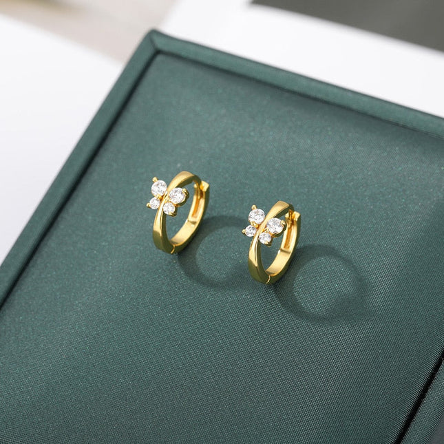 Wilson Earrings | Gold Butterfly Zirconia Hoop Earrings - Gold - Earrings