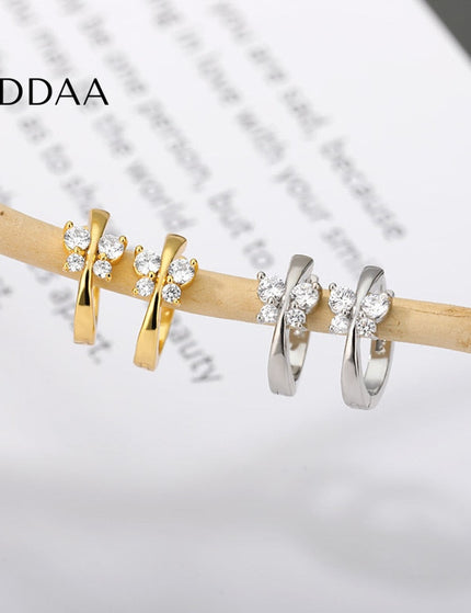 Wilson Earrings | Gold Butterfly Zirconia Hoop Earrings - Silver - Earrings