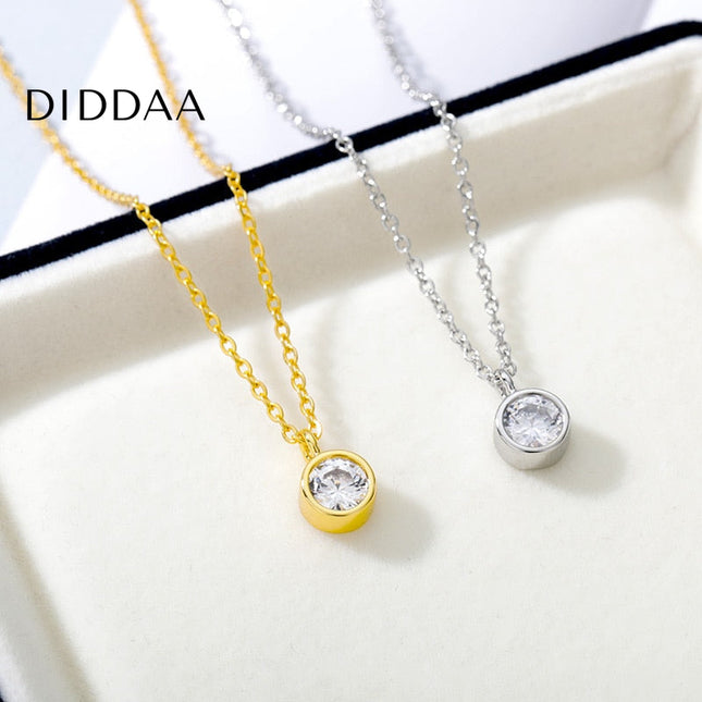 Argent Pendant Necklace | Gold Silver Zirconia Stone - Silver - Necklaces