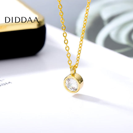 Argent Pendant Necklace | Gold Silver Zirconia Stone - Necklaces