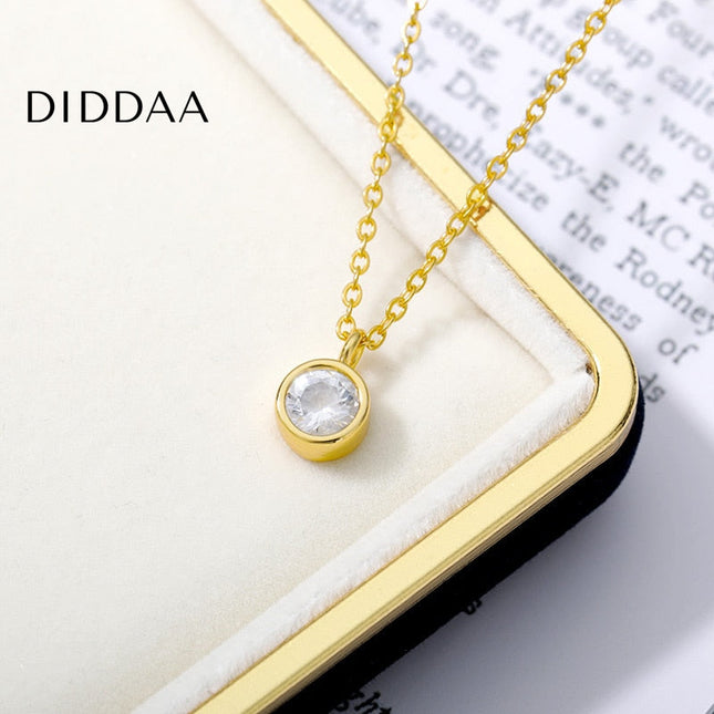 Argent Pendant Necklace | Gold Silver Zirconia Stone - Gold - Necklaces