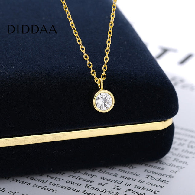 Argent Pendant Necklace | Gold Silver Zirconia Stone - Necklaces
