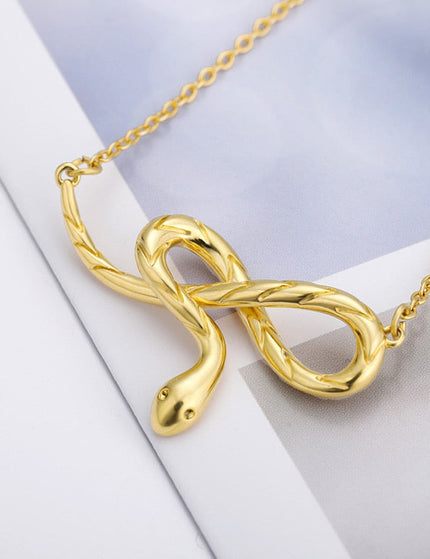 Serpent Pendant Necklace | Gold Infinity Snake Symbol Chain - Gold - Necklaces